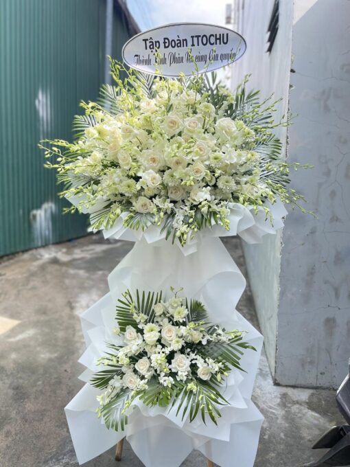 HCB 127 Kệ Hoa Viếng Full Trắng
