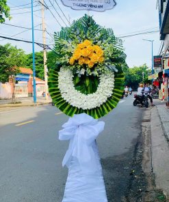 HCB 158 Vòng Hoa Viếng 1 Tầng Hồng Vàng